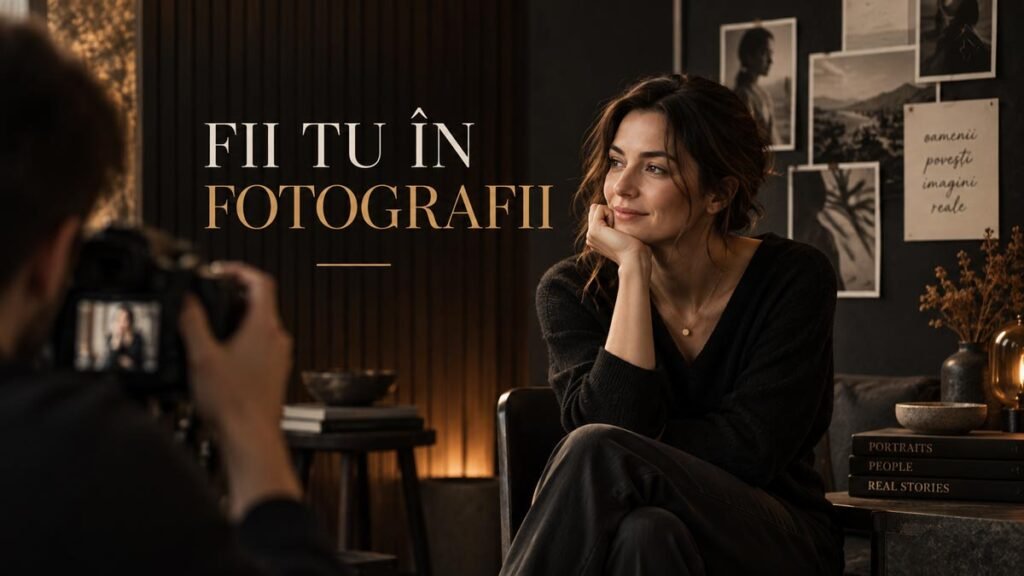 Persoană relaxată fotografiată într-un portret natural în timpul unei ședințe foto